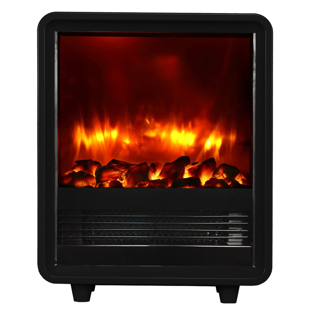 BALDERIA Elektrokamin George with 3D flame effect, black electric fireplace heater.