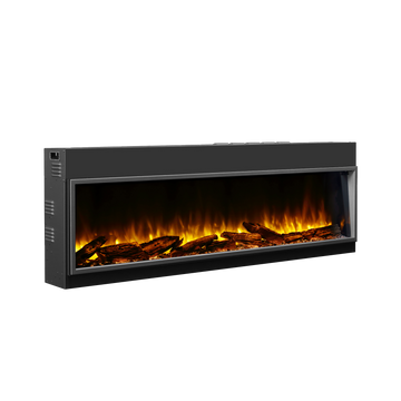 BALDERIA Elektrokamin Amazona 64" with 3D flame effect, LED lighting, and app control in black.