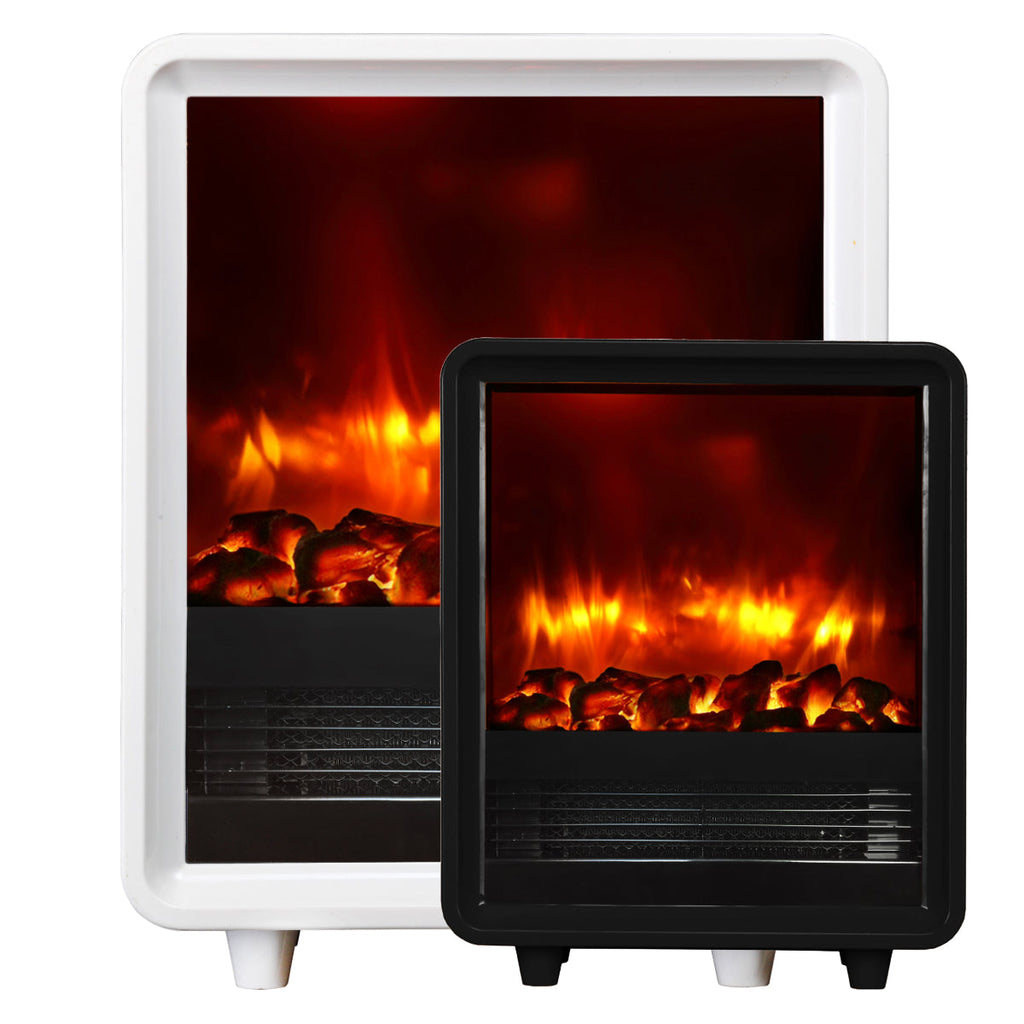 BALDERIA Elektrokamin George with 3D flame effect, black electric heater, 2000W, cozy fireplace atmosphere.