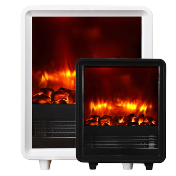 BALDERIA Elektrokamin George with 3D flame effect, black electric heater, 2000W, cozy fireplace atmosphere.