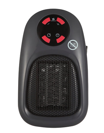 BALDERIA Plug-In Heater SH500 with remote, compact design, 500W power, ceramic heating for small rooms.